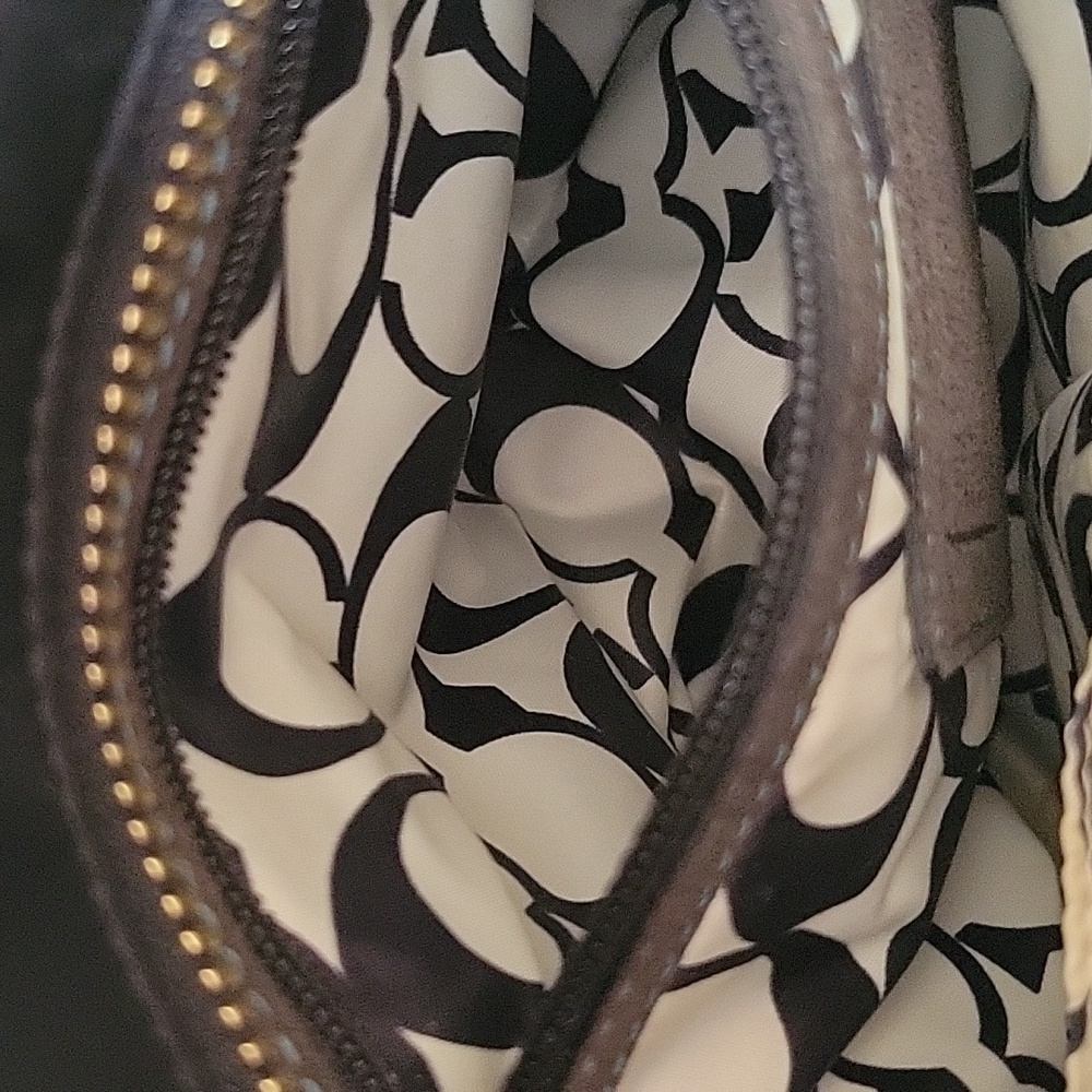 Coach Hampton Mini Nylon Shopper Tote Leather Dark Brown Leather Trim - Picture 11 of 16